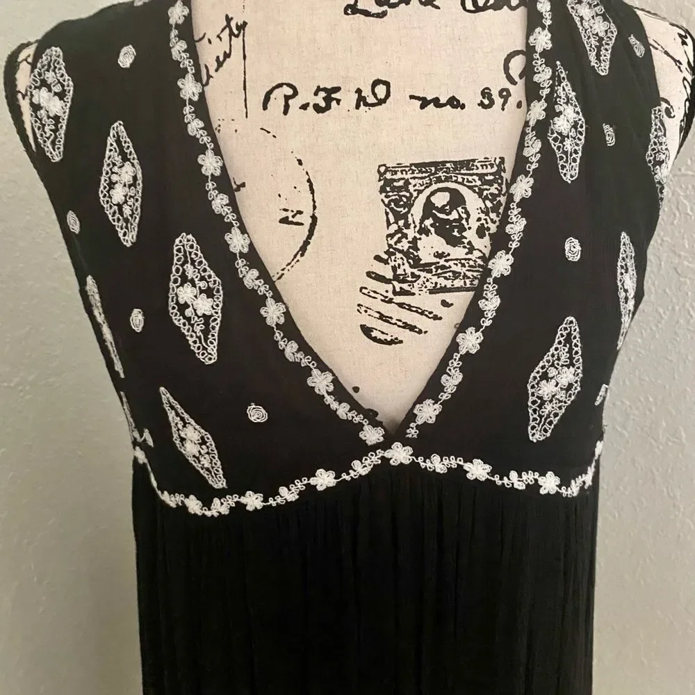 Free People Boho Embroidered Tunic Top